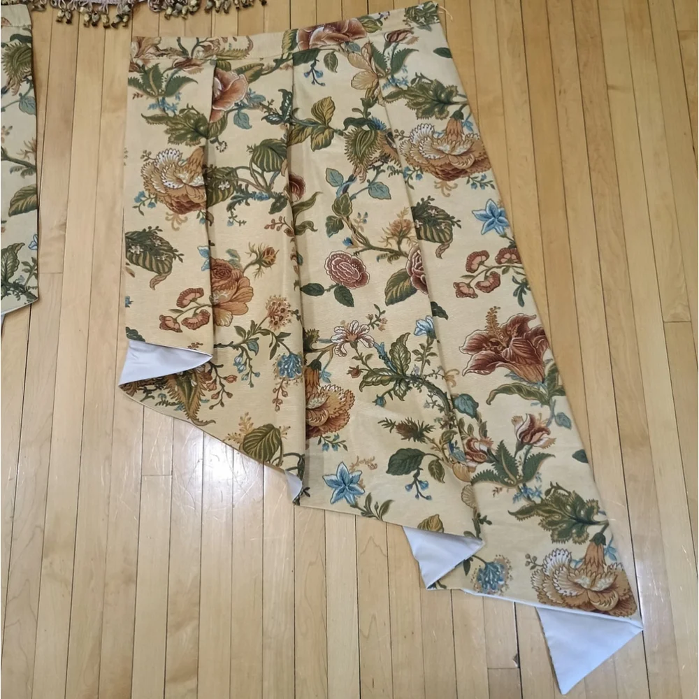 6 Pc Waverly Camelot Garden Room Floral Gold Waterfall Curtains & Canopy Valance